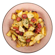 Запечена картопля з овочами та огірками